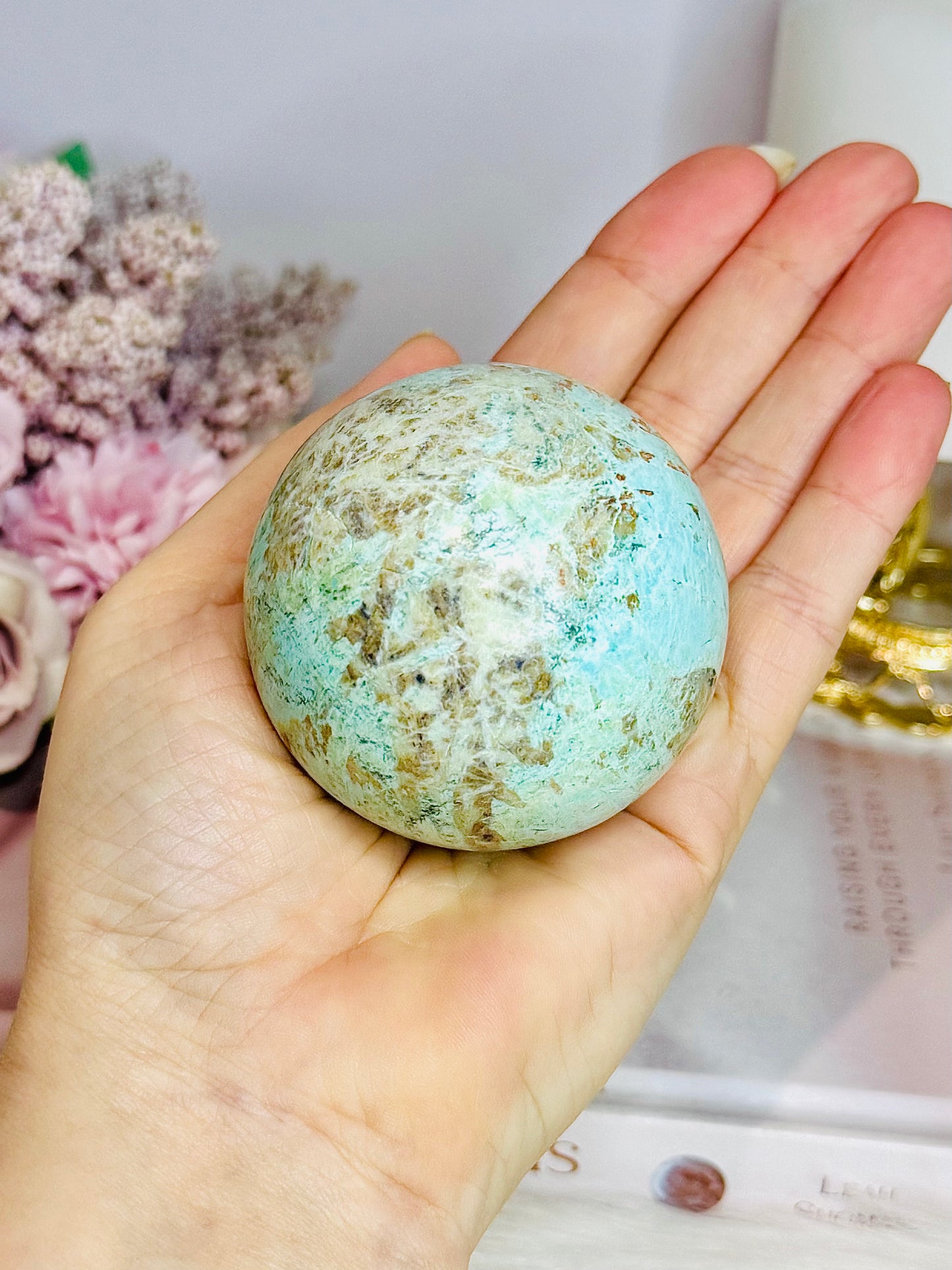 A Rare Stone ~ Genuine Inca Turquoise Sphere 302g On Stand