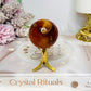 Carnelian Sphere on Gold Stand 111g