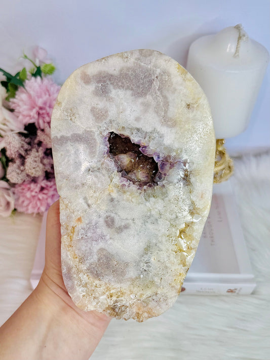 Large Chunky Natural Pink Amethyst Druzy Slab 17cm 828grams