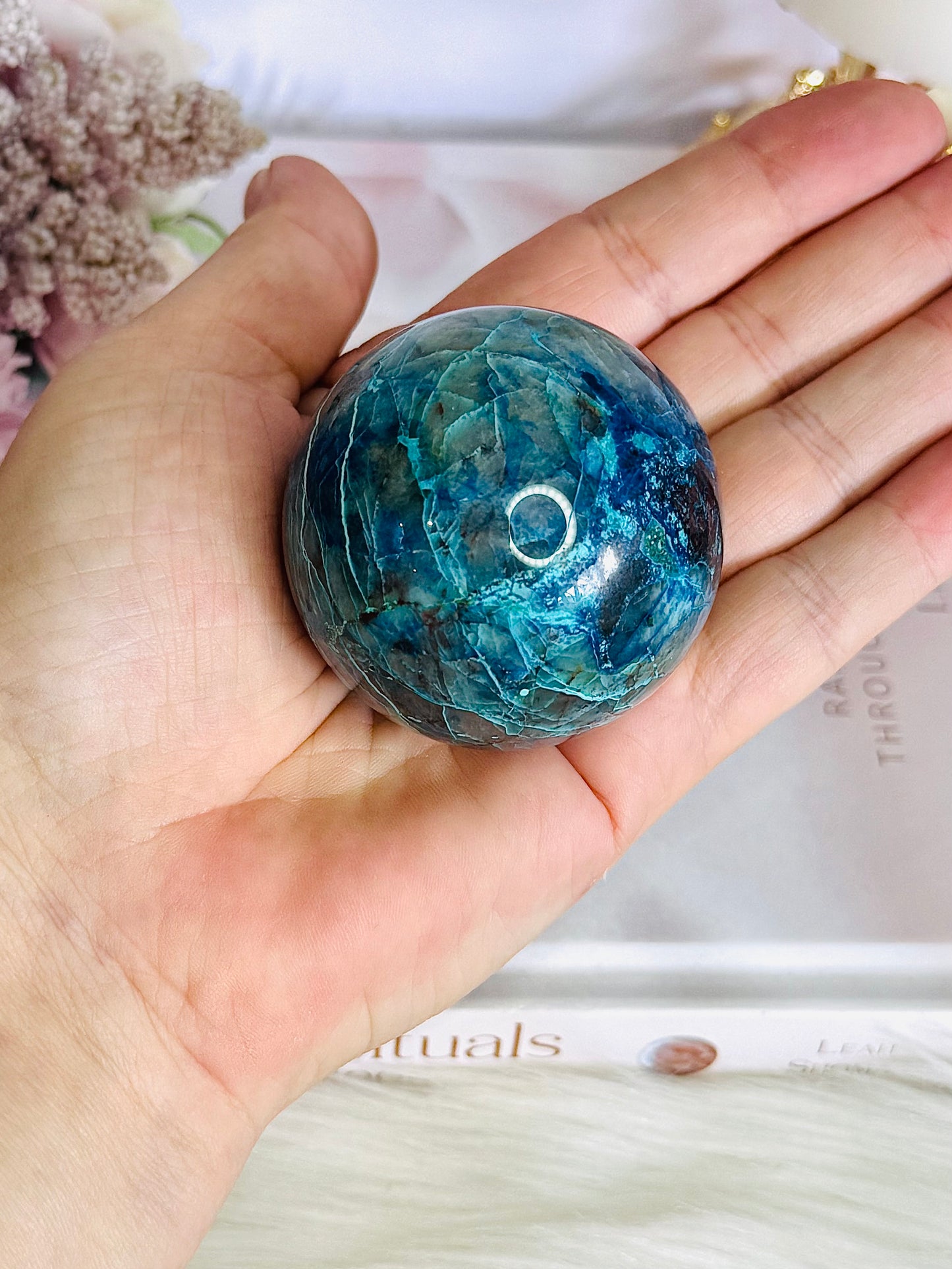 Absolutely Incredible High Grade Chrysocolla Sphere on Stand 198grams