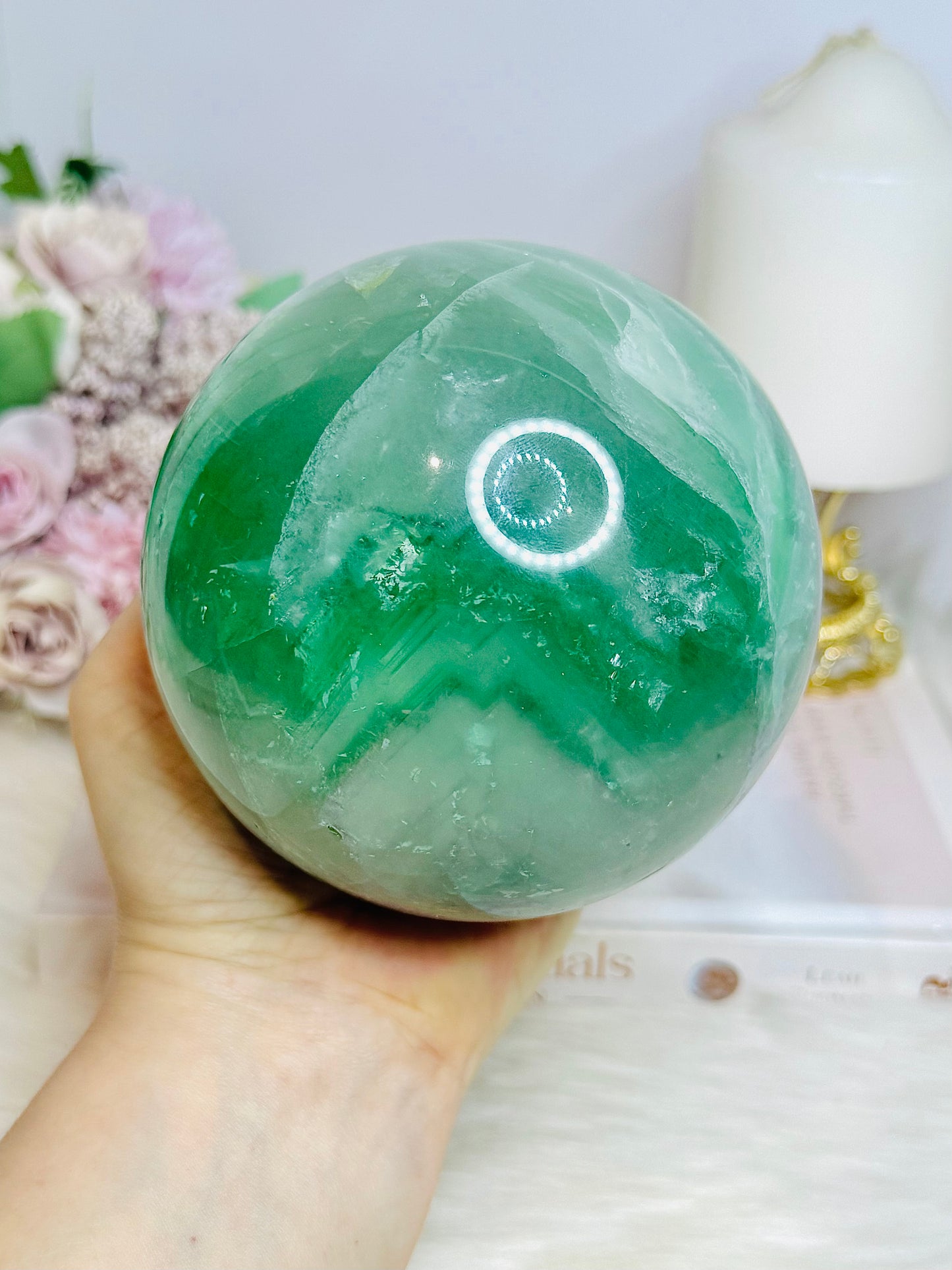 Huge Green Fluorite Sphere on Stand 1.95KG