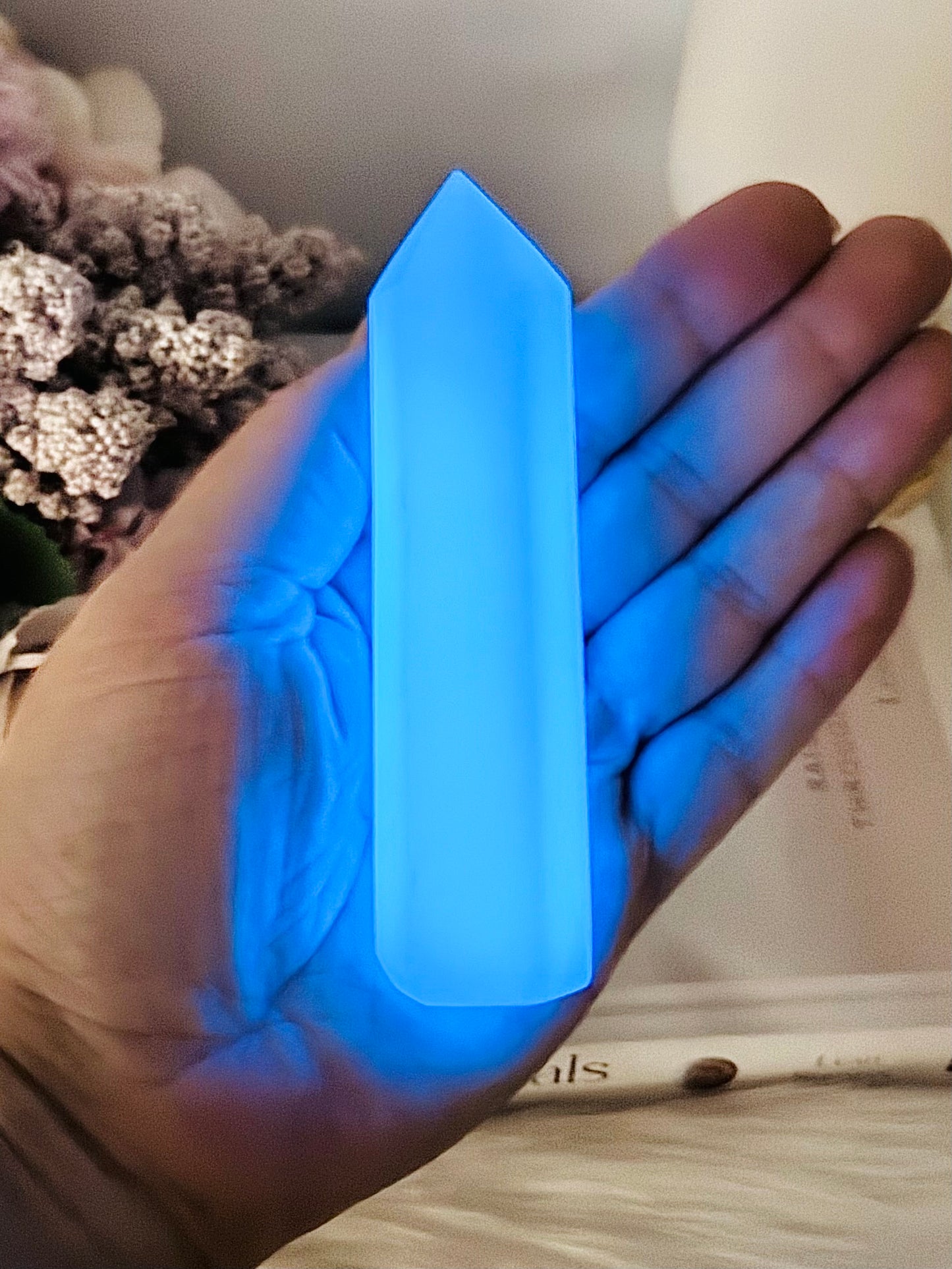 Beautiful Blue (when lit up) Synthetic Luminous Tower 10cm