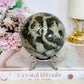 Natural Volcano Agate Druzy Sphere UV Reactive On Stand 607grams