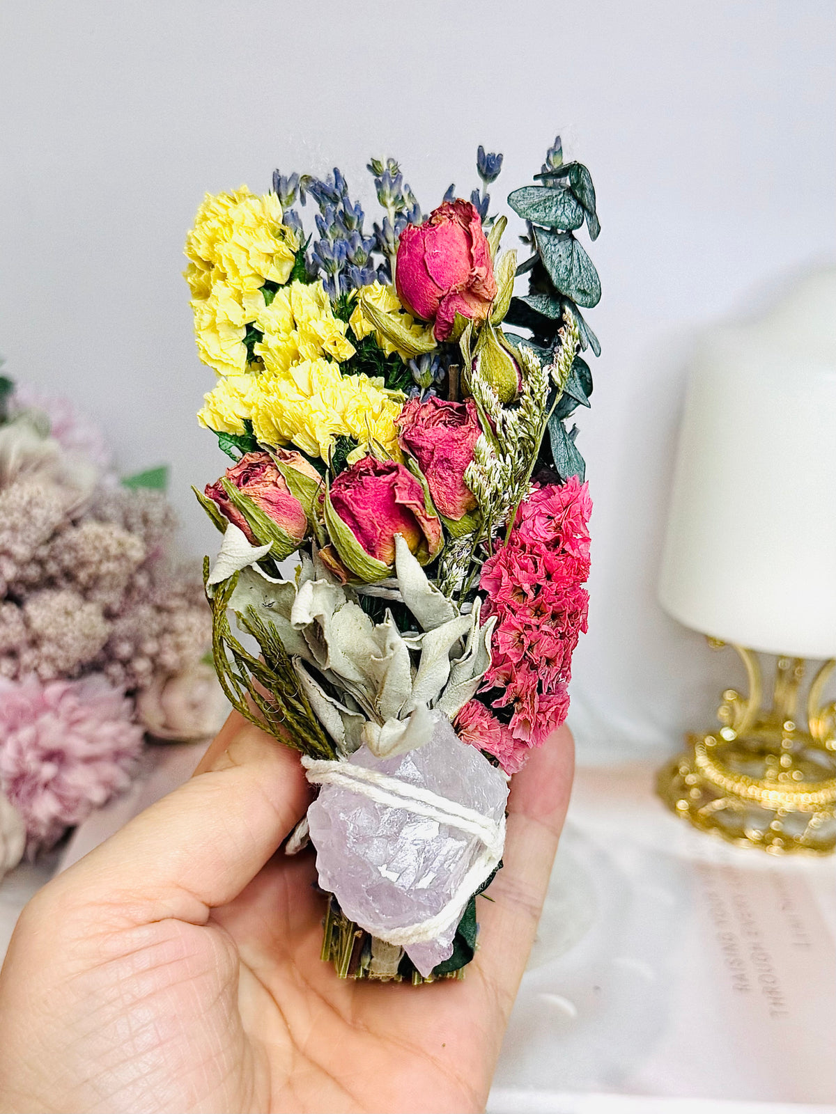 Amethyst Sage Smudge Floral Wand | Handmade Cleansing Bundle (limited stock)