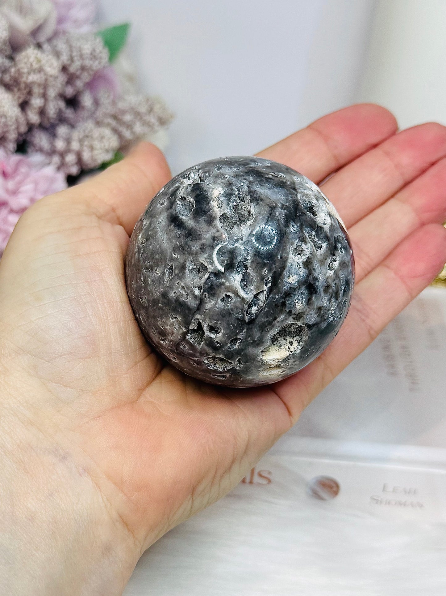 Druzy Black Sphalerite Sphere on Stand 260g