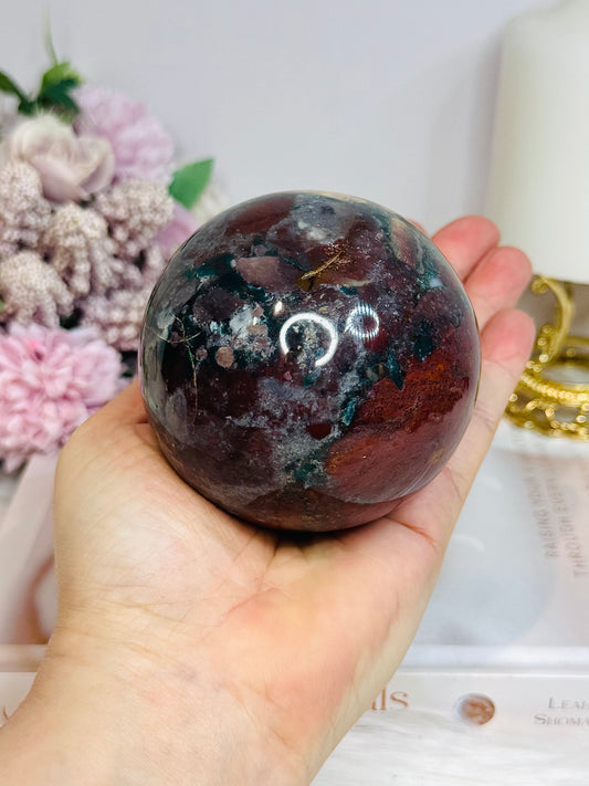 Large Jasper Sphere On Stand 620g