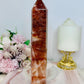 Large Red Fire Quartz Tower 20.5cm with Rainbows
