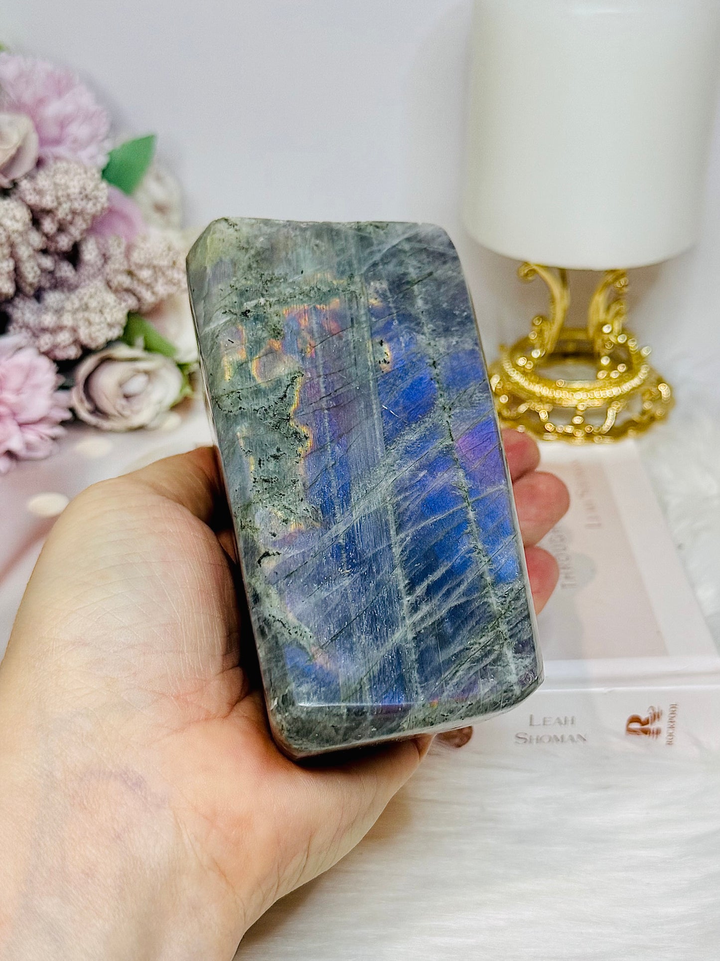 Purple Flash Labradorite Freeform 12cm 835g (flash looks blue in pics but is purple)