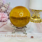 Large Yellow Fluorite Sphere on Stand 635g