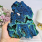 High Grade Azurite Slab with Malachite Inclusions on Stand 16cm 508g