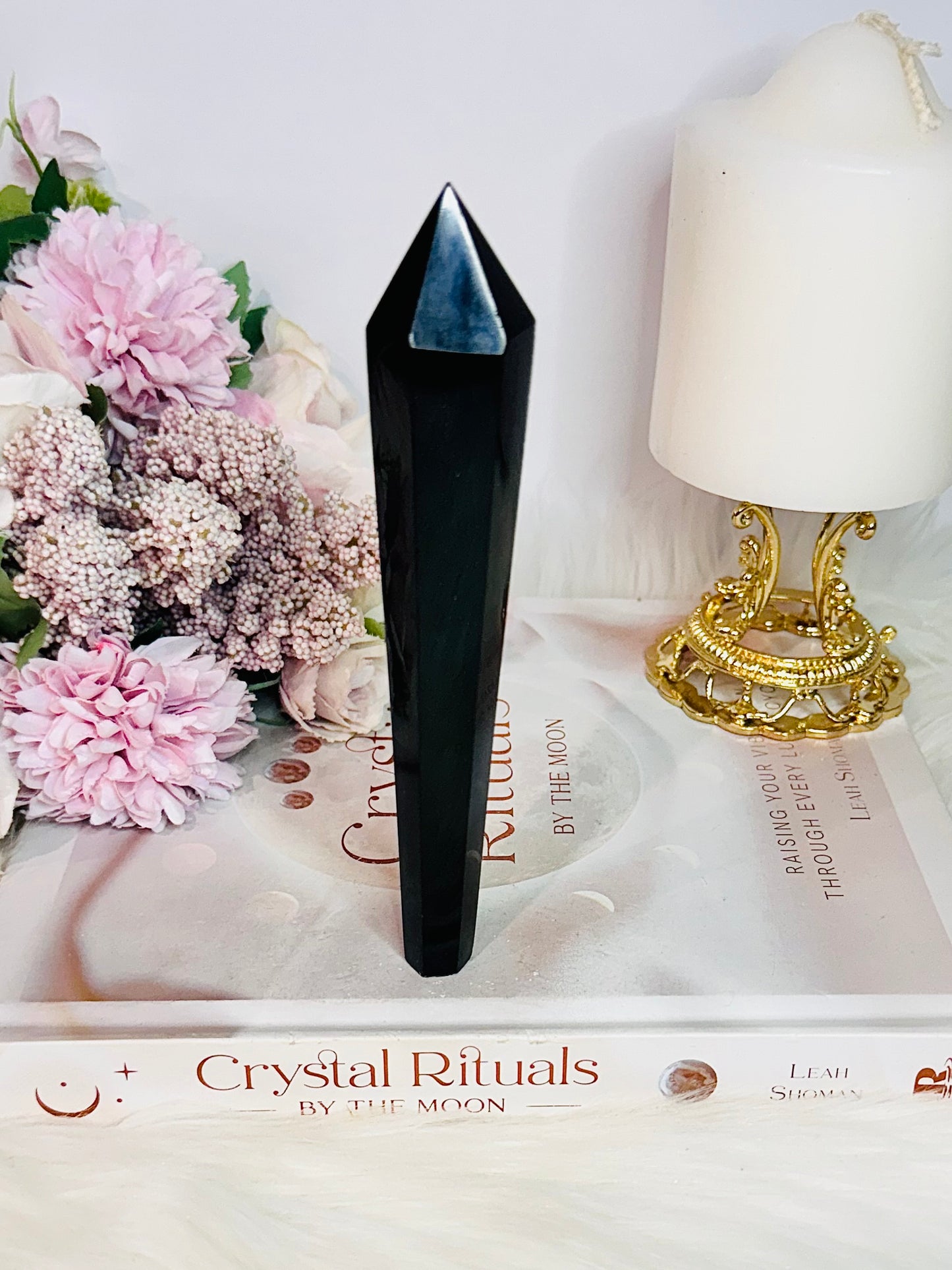 For Protection ~ 15cm Black Obsidian Wand | Obelisk Tower