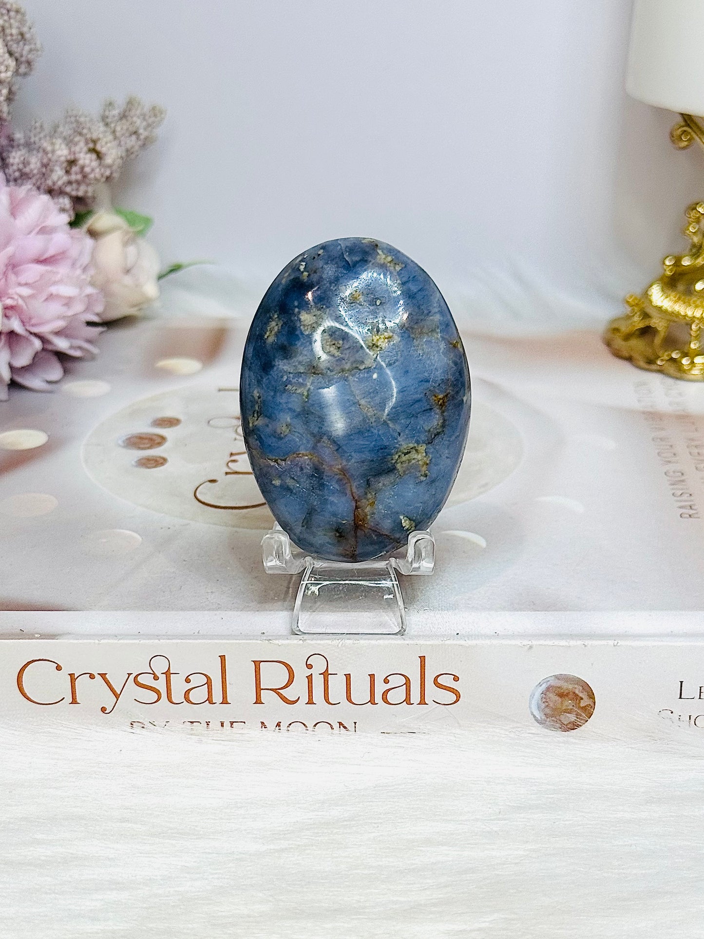 Blue Owyhee Opal Palm Stone (stand is display only)