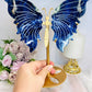 Large Blue Sodalite Carved Butterfly Wings on Stand 21.5cm