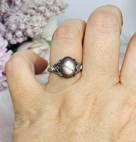 Purple Mica Adjustable Silver Ring in Gift Bag