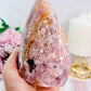 ⚜️ SALE ⚜️ WOW!!! Classy & Absolutely Fabulous Large 13cm 603gram Rare Druzy Pink Amethyst X Flower Agate Freeform | Flame