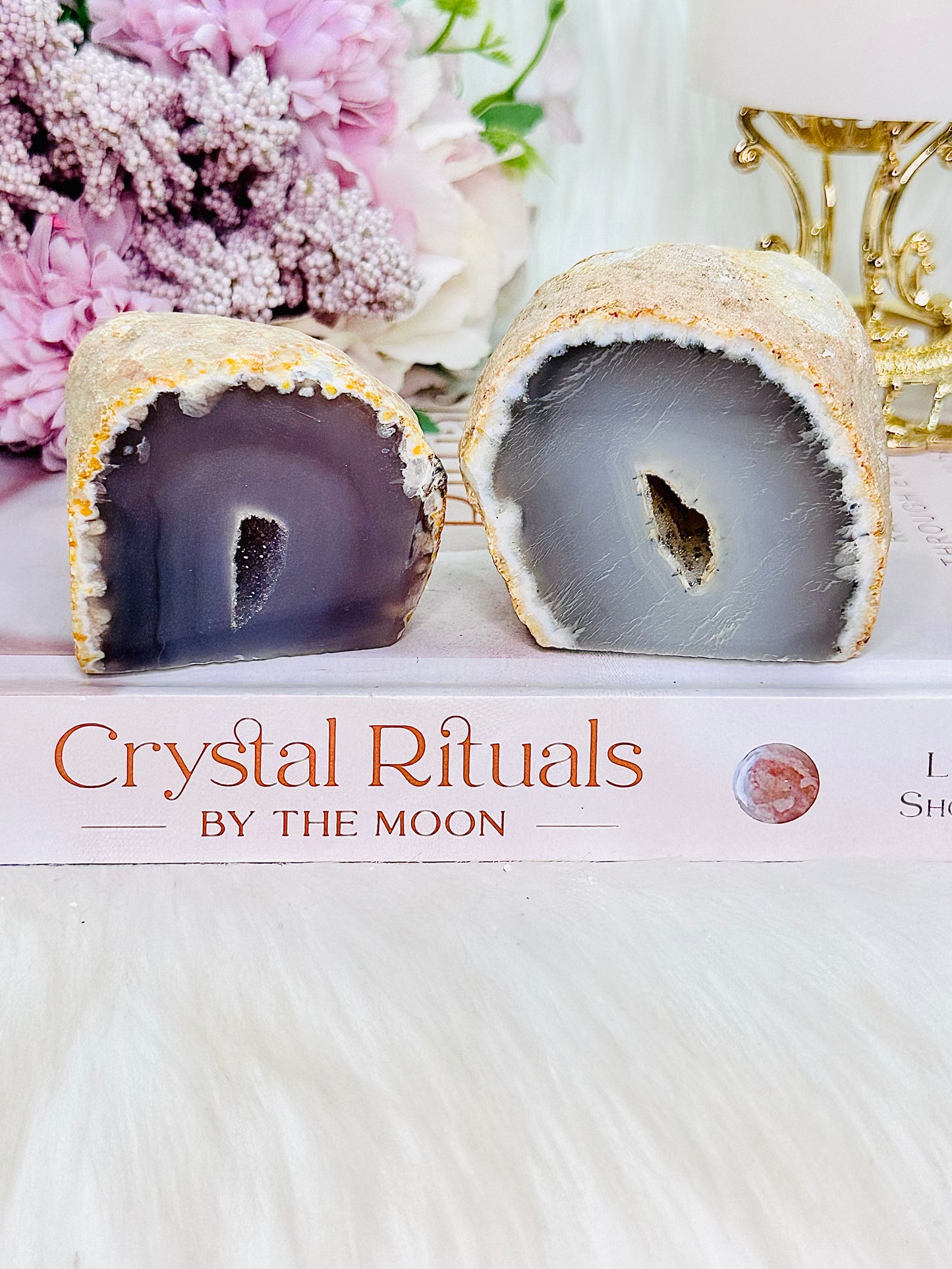 Set of 2 Beautiful Chunky Druzy Agate Freeforms | Caves