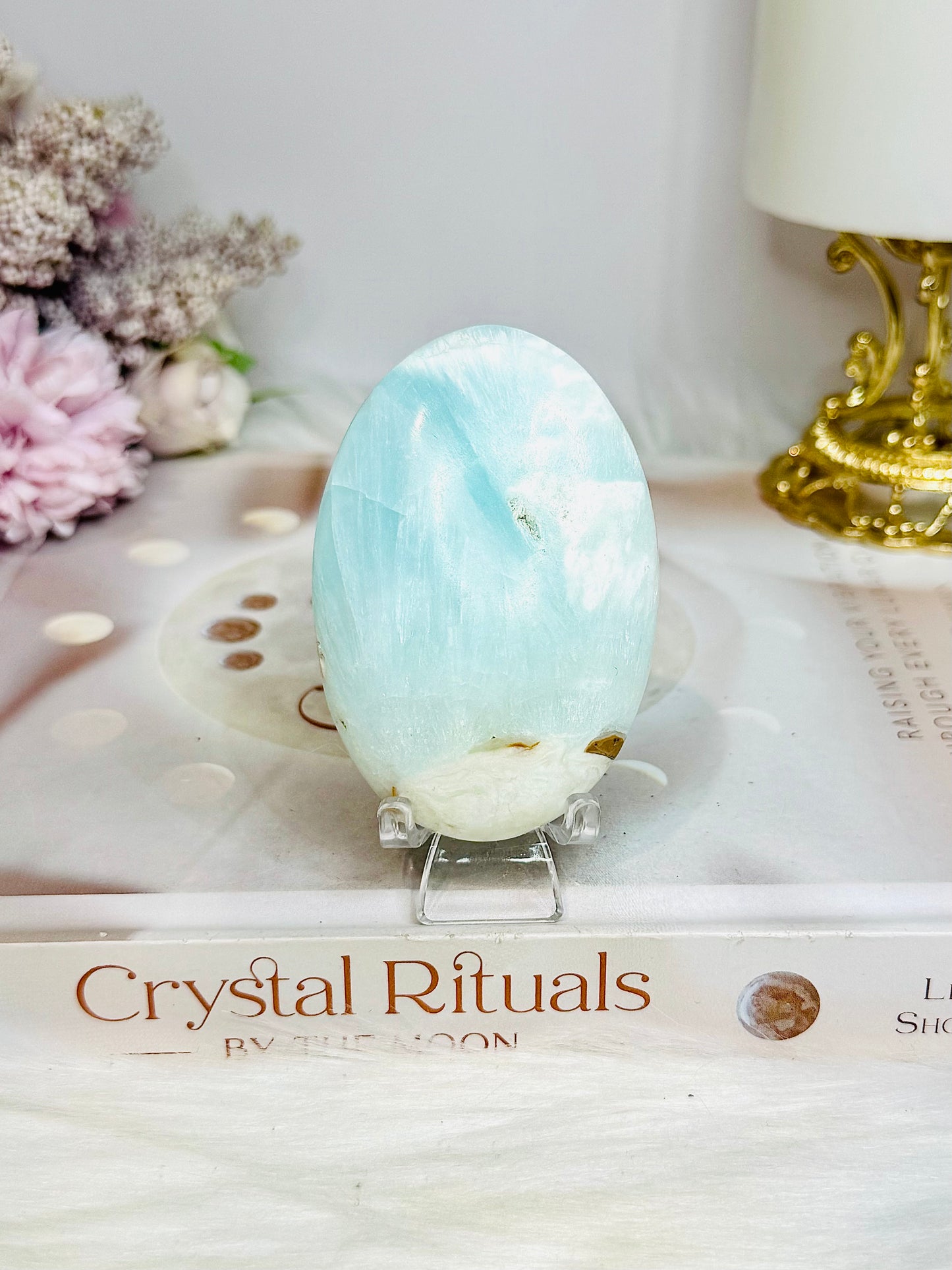 Caribbean Calcite Palm Stone (stand is display only)