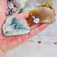 Beautiful Set of 2 Carved Clouds ~ Moss Agate & Flower Agate