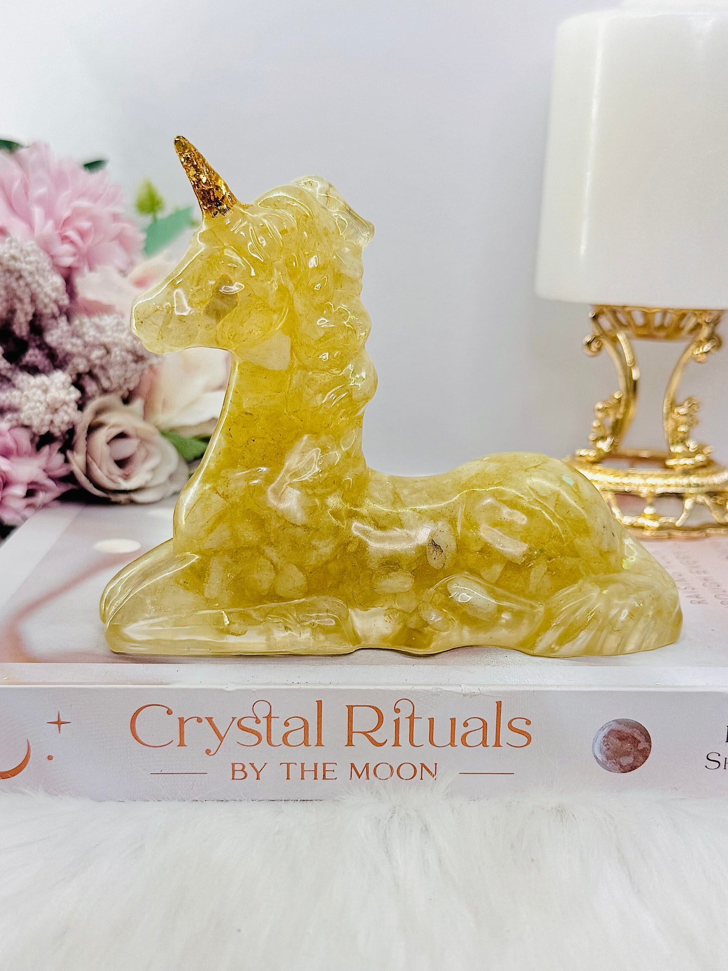 Citrine Filled Resin Unicorn Large 12cm