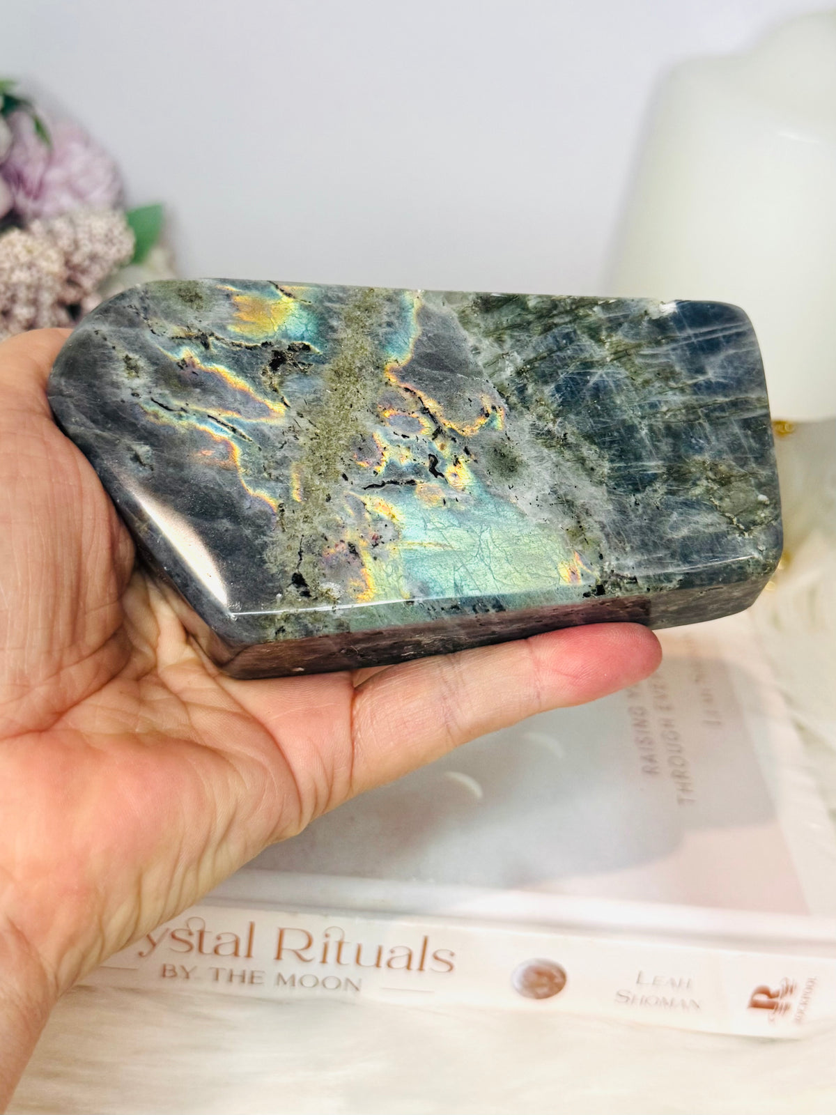 Labradorite Large Freeform 12.5cm 454g (this piece has been damaged in transit has dents on it) Reduced