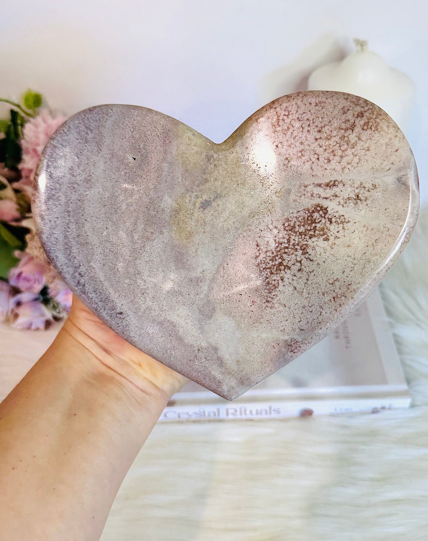 Huge Pink Amethyst Carved Chunky Heart 18cm Over 1KG