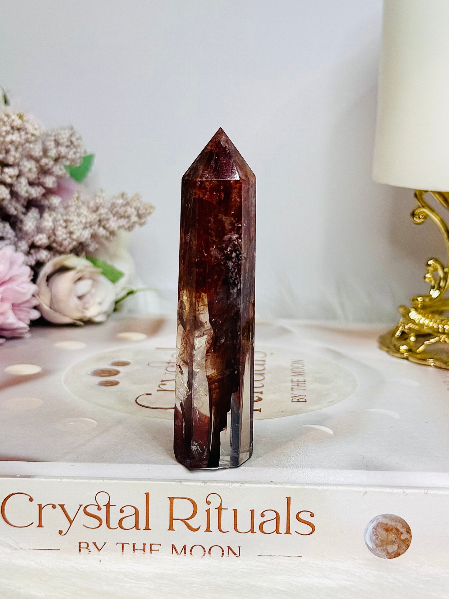 High Grade Fire Quartz Tower with Rainbows 8.5cm