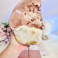 Large 1.34KG 27cm Pink Amethyst Natural Chunky Druzy Slab On Rose Gold Stand From Brazil