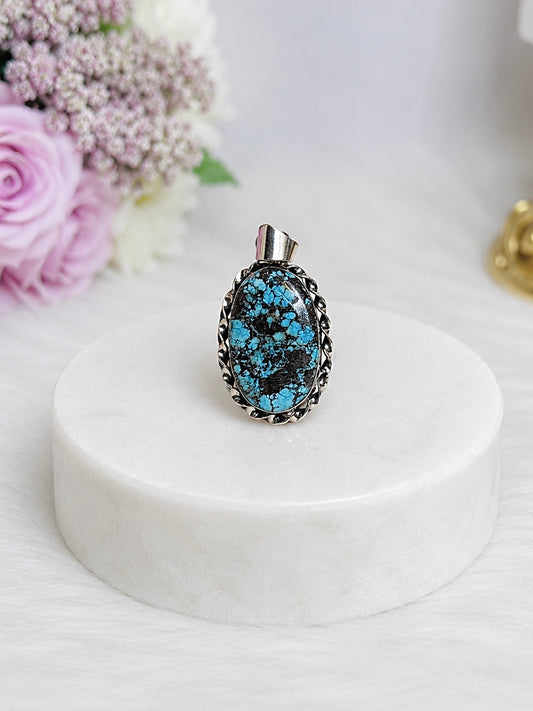 Sterling Silver 925 Navajo Turquoise Pendant In Gift Bag