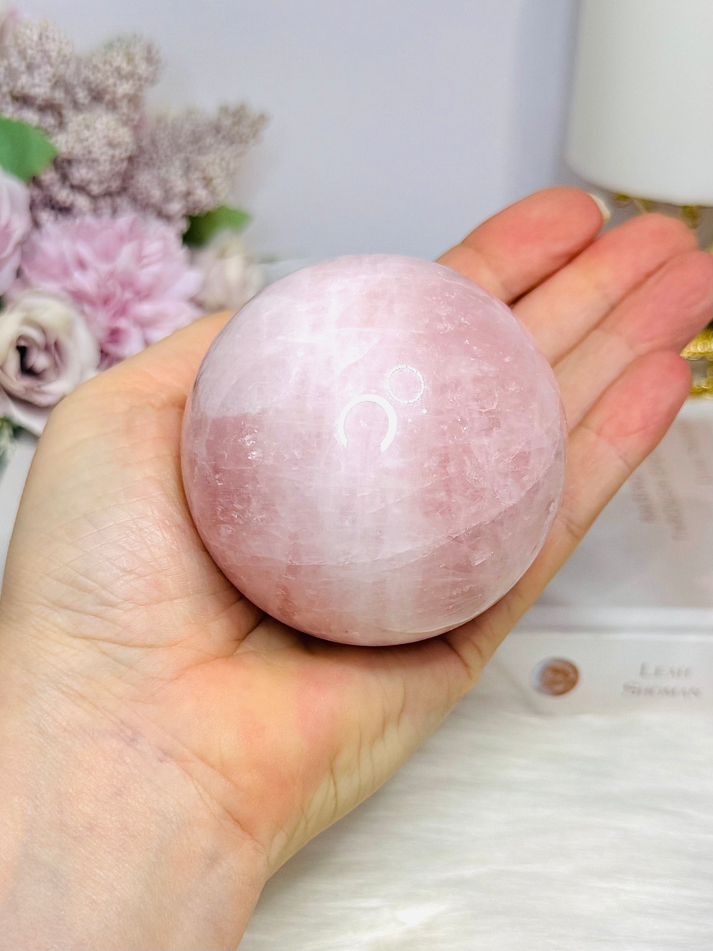 Large Rose Quartz Sphere (with Iron Oxide) on Stand 408g