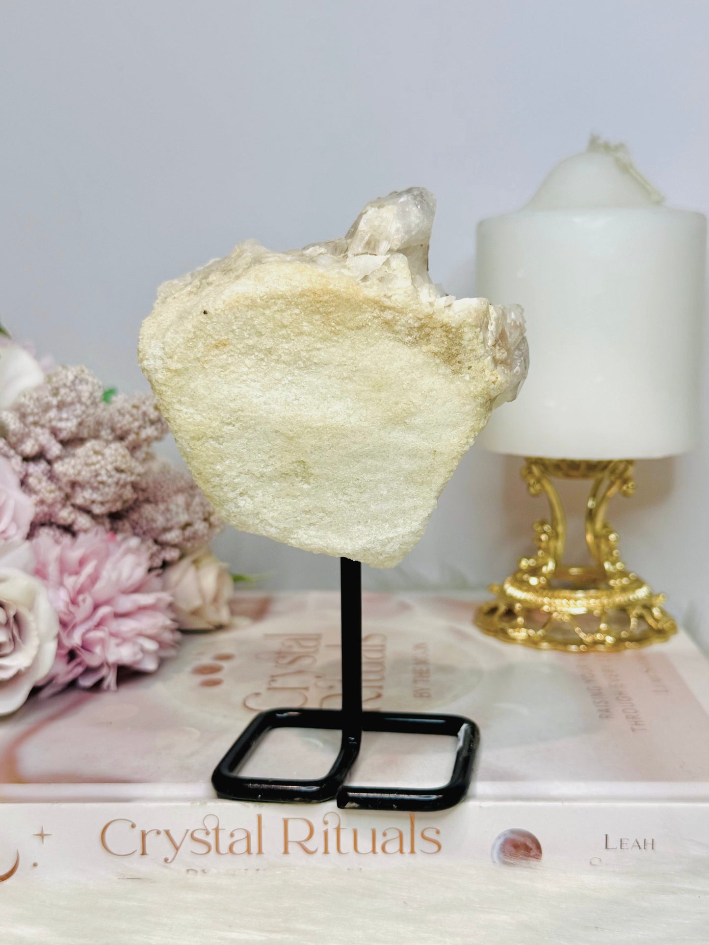 Large Natural Pink Lithium Cluster on Stand 514g