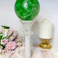 Huge Green Fluorite Sphere with Rainbows On Tall Glass Stand 1.4KG (stand can be changed)