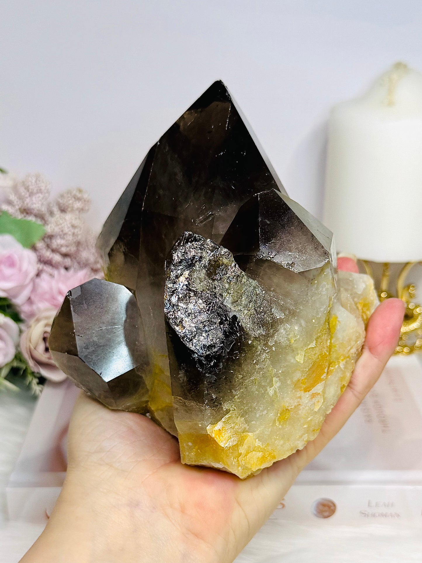 Large Smokey Quartz Cluster Freeform 1.3KG 13cm
