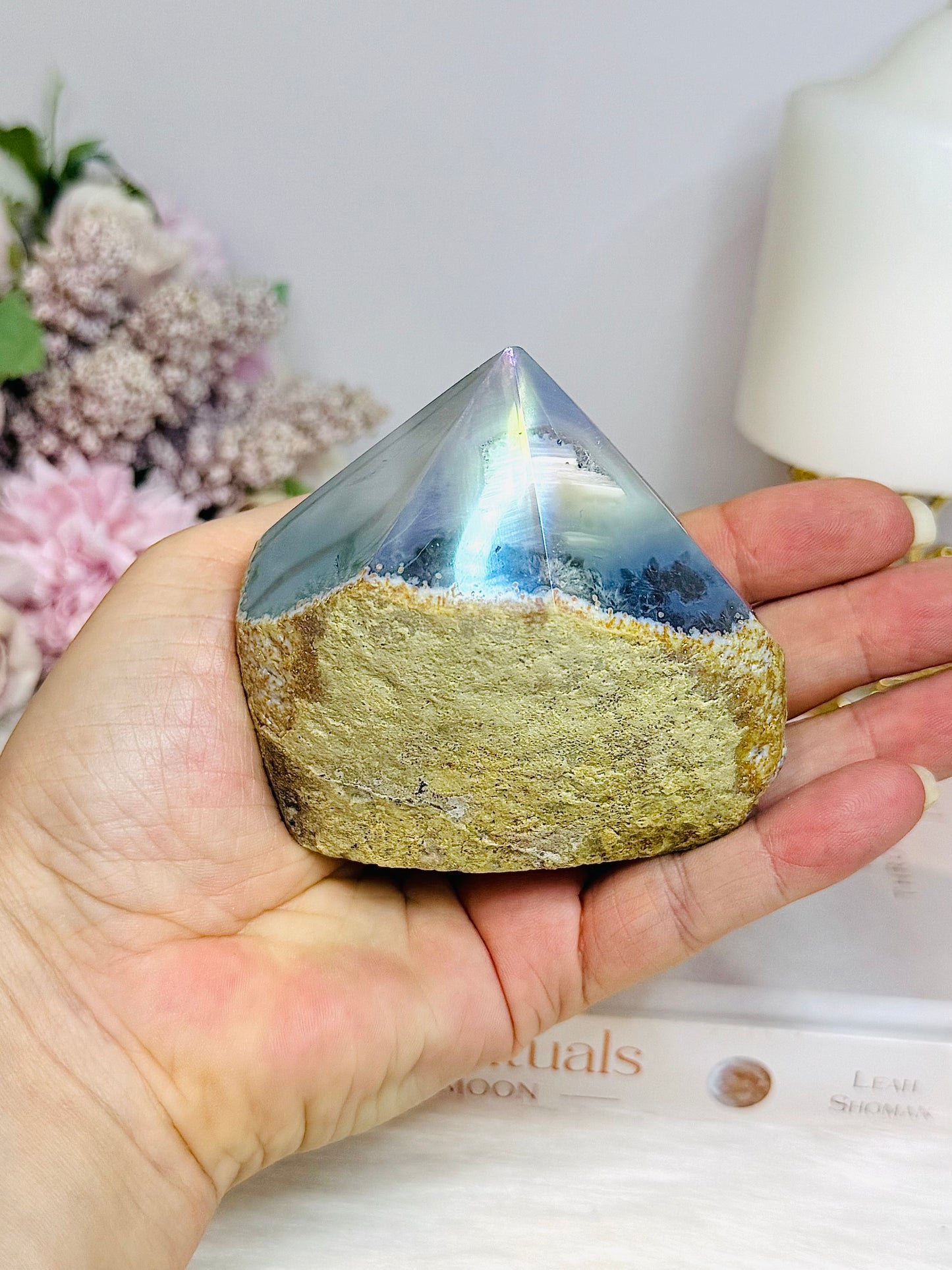 High Grade Angel Aura Agate Polished Top 321g