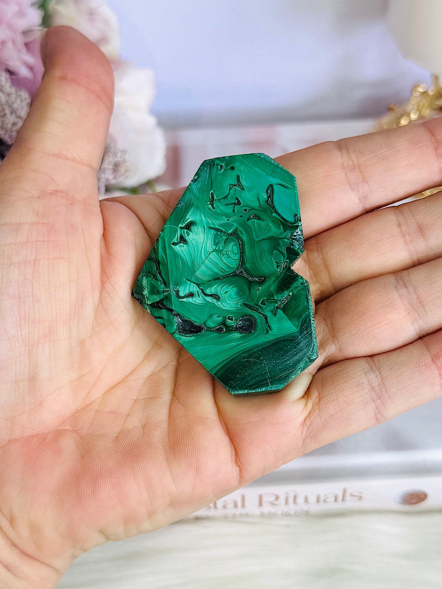 Beautiful Natural Malachite Carved Heart From Congo 6cm