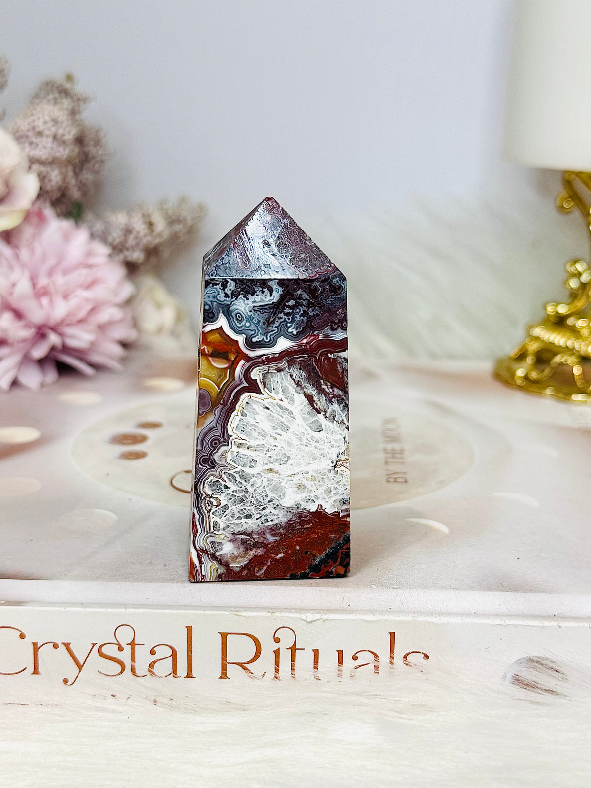 Mexican Lace Druzy Agate Tower 7cm