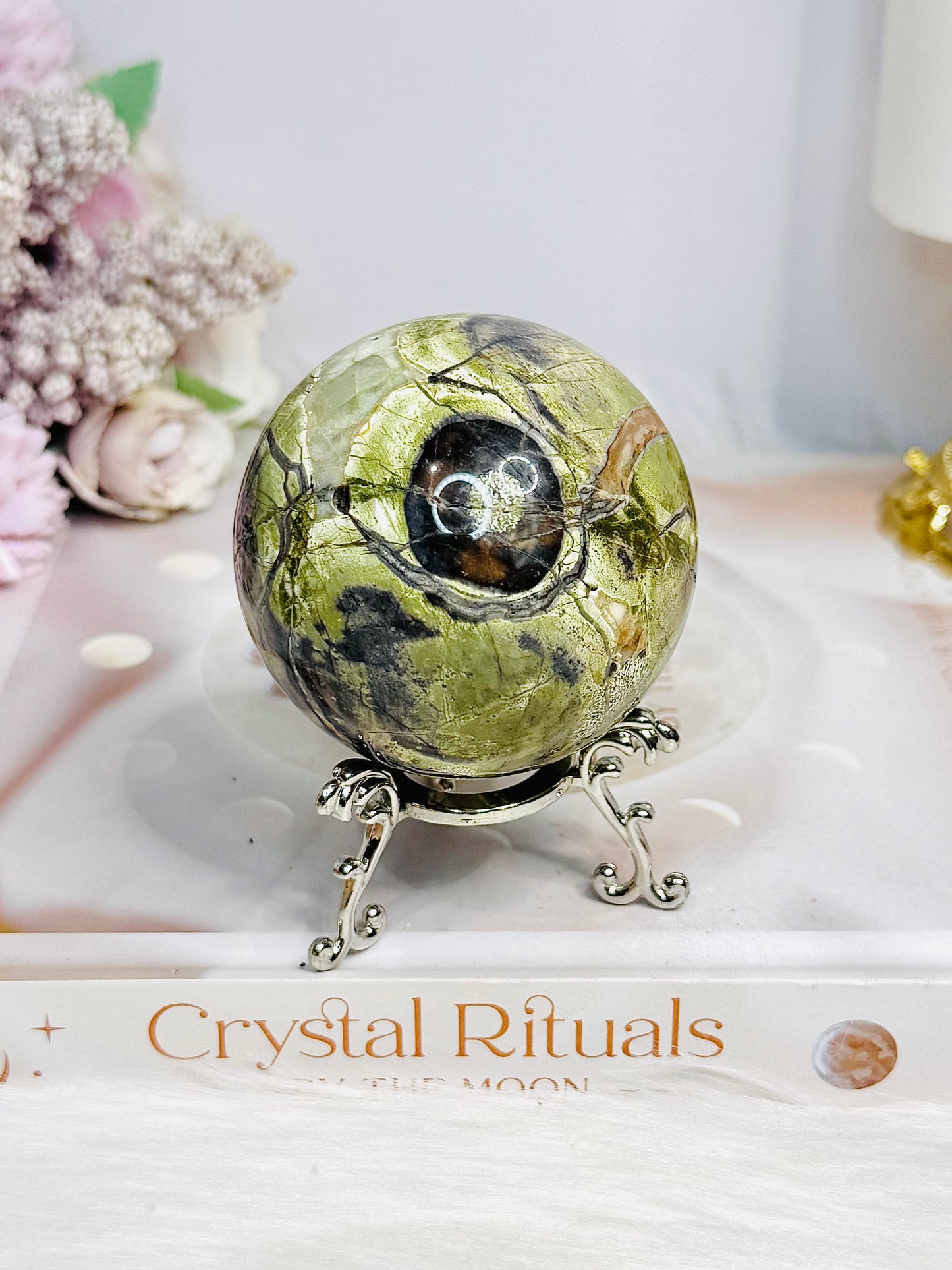 Money Agate Sphere on Stand 291g