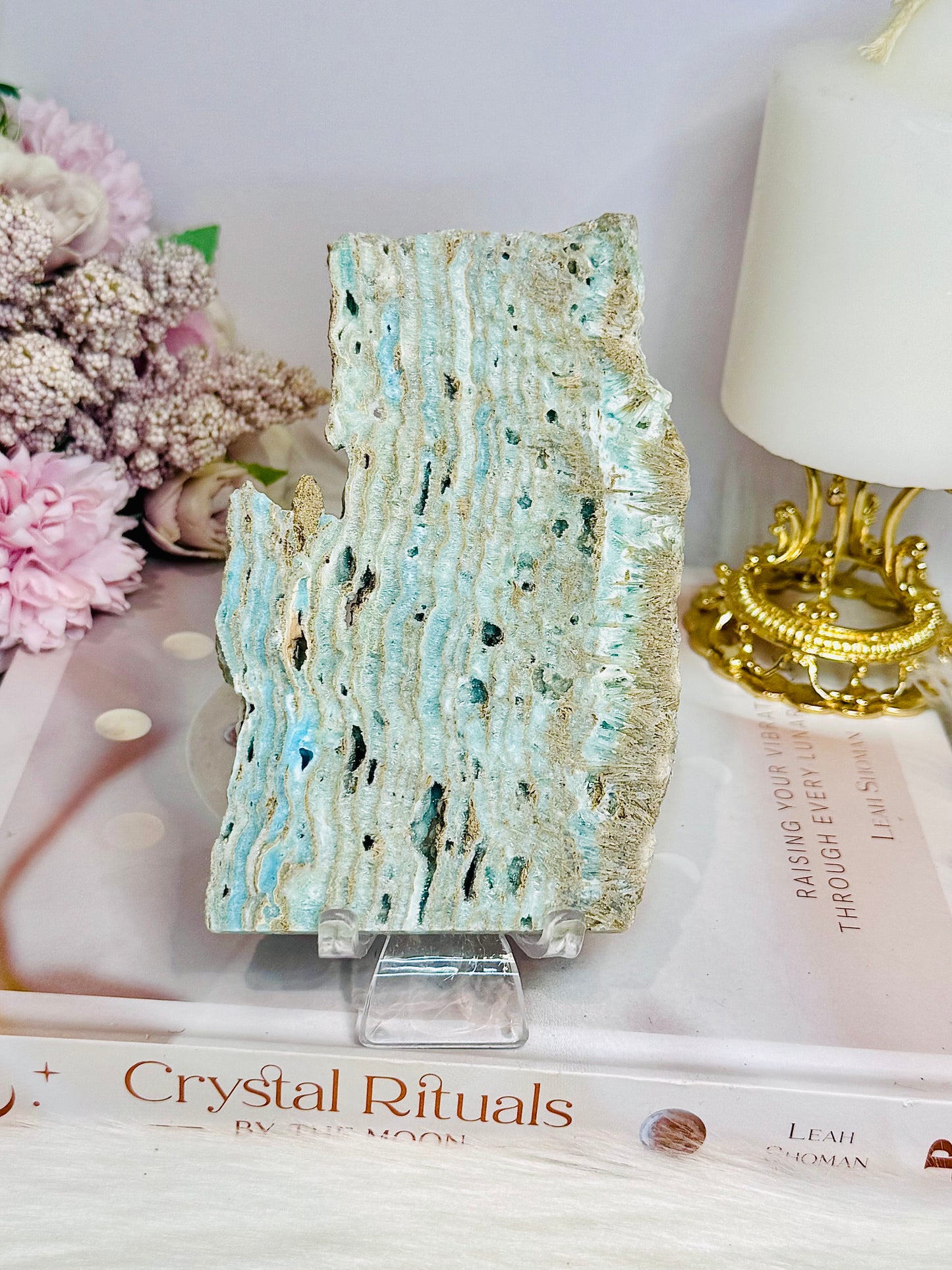Natural Blue Hemimorphite Slab on Stand 13.5cm