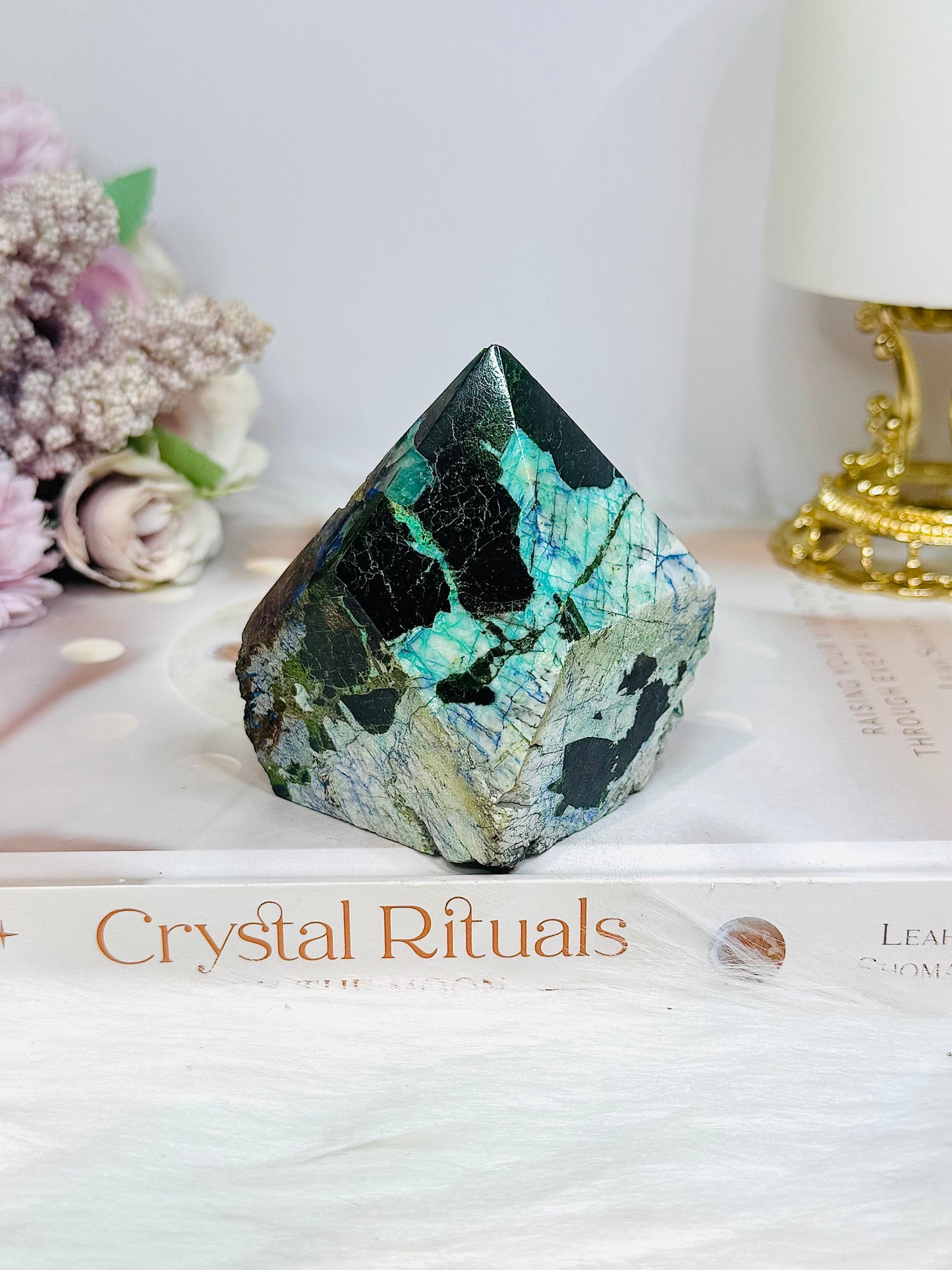 Azurite with Malachite Polished Point 427g