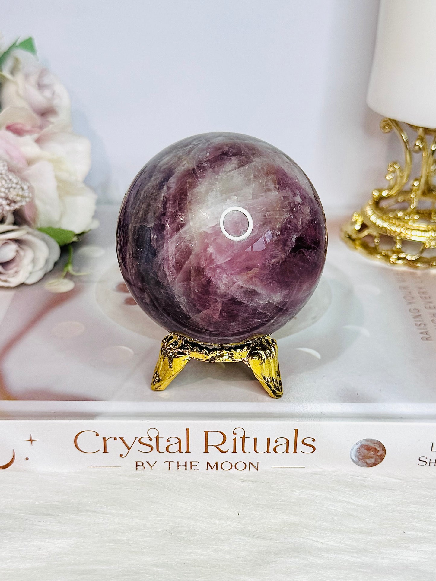 The Most Magical Large Lavender Star Rose Quartz Sphere with Flash On Stand 402grams