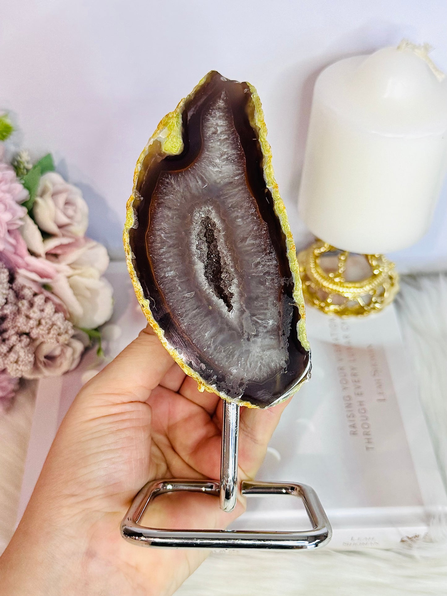 Gorgeous Chunky Druzy Agate Geode On Stand 17cm 575grams