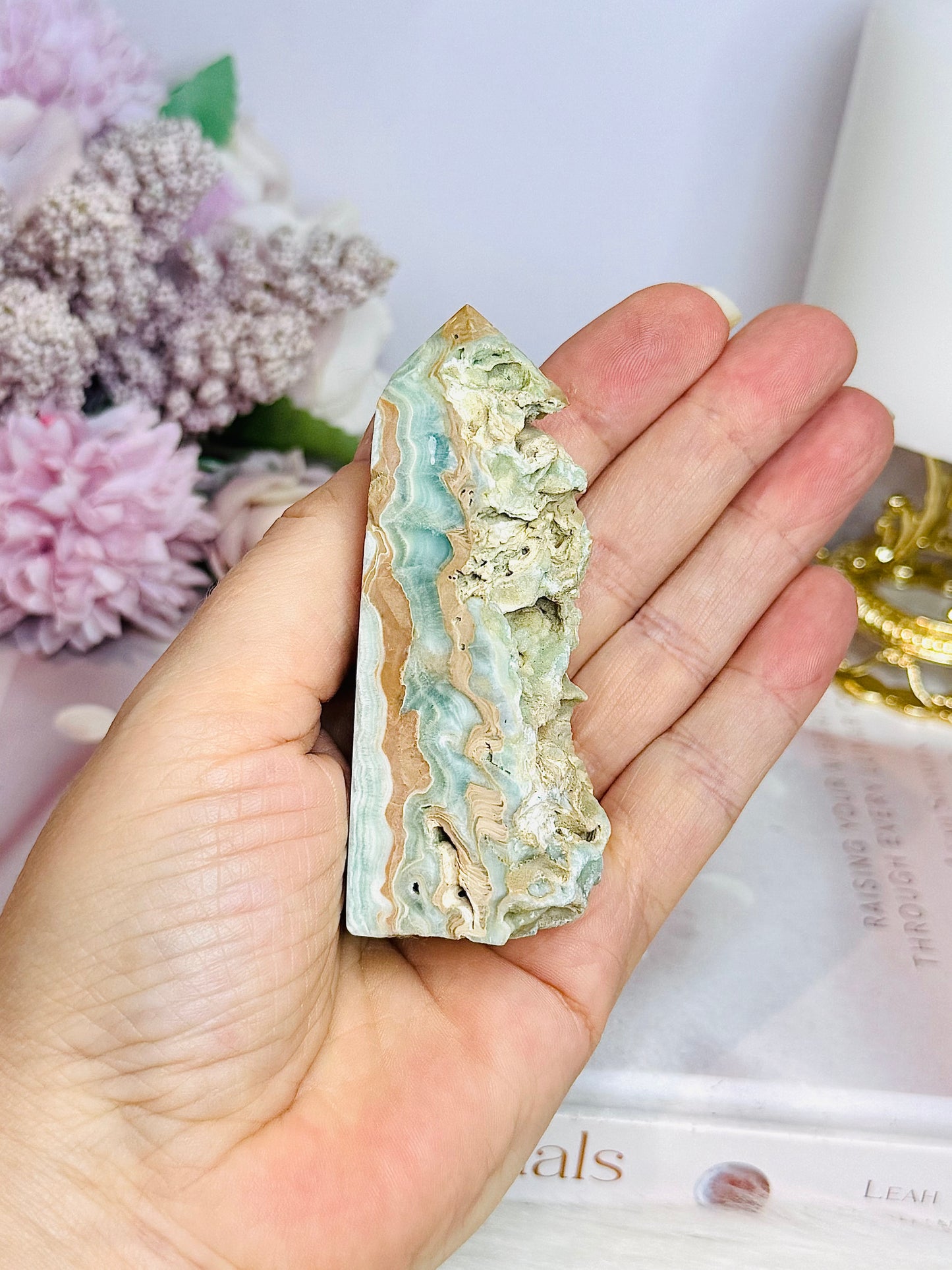 Blue Caribbean Calcite Druzy Tower 8cm