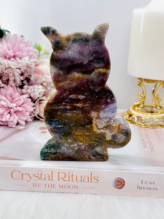 Gorgeous 13cm Chunky Ocean Jasper Cat Carving