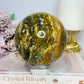 Large Ocean Jasper Orbicular Druzy Sphere On Stand 1.2KG