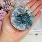 Blue Celestite Large Chunky Natural Druzy Sphere On Stand 648grams