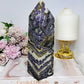 Large Purple Fluorite X Sphalerite Tower 18.5cm 901g