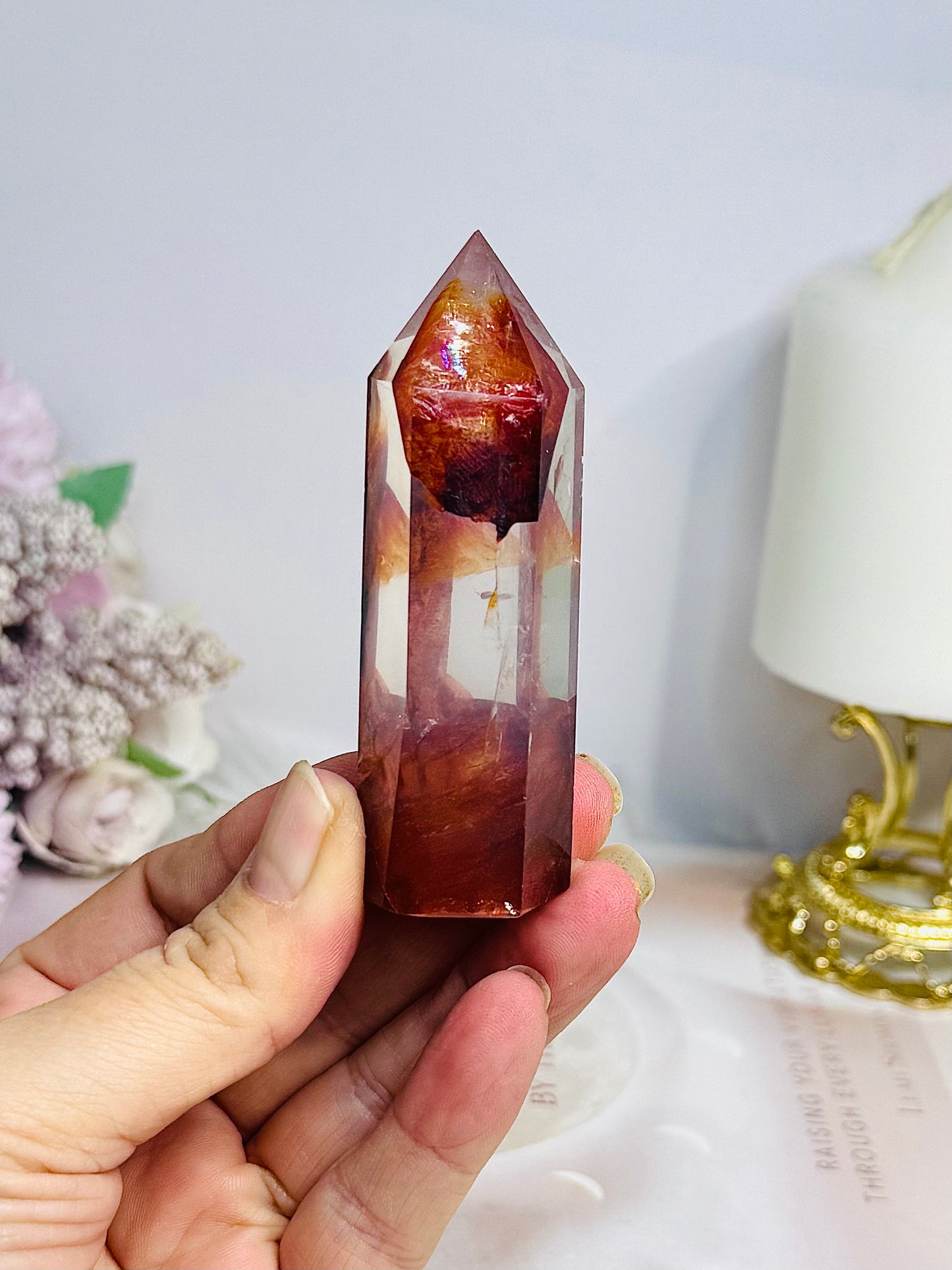 High Grade Fire Quartz Tower Full of Rainbows 8cm