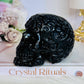 Black Obsidian Filigree Carved Skull 9cm 417g