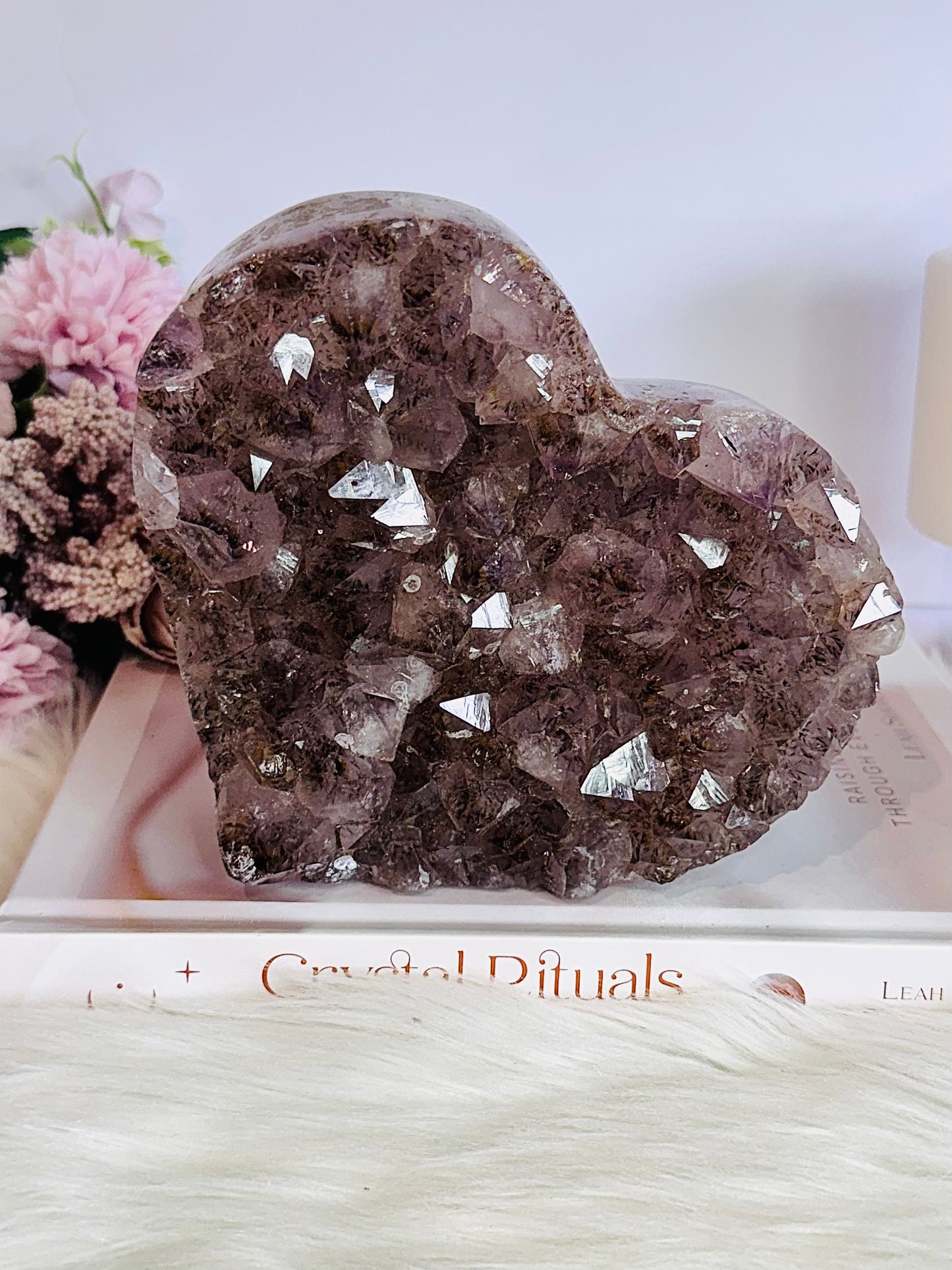 Huge 15cm 1.44KG Amethyst Cluster Carved Heart From Brazil