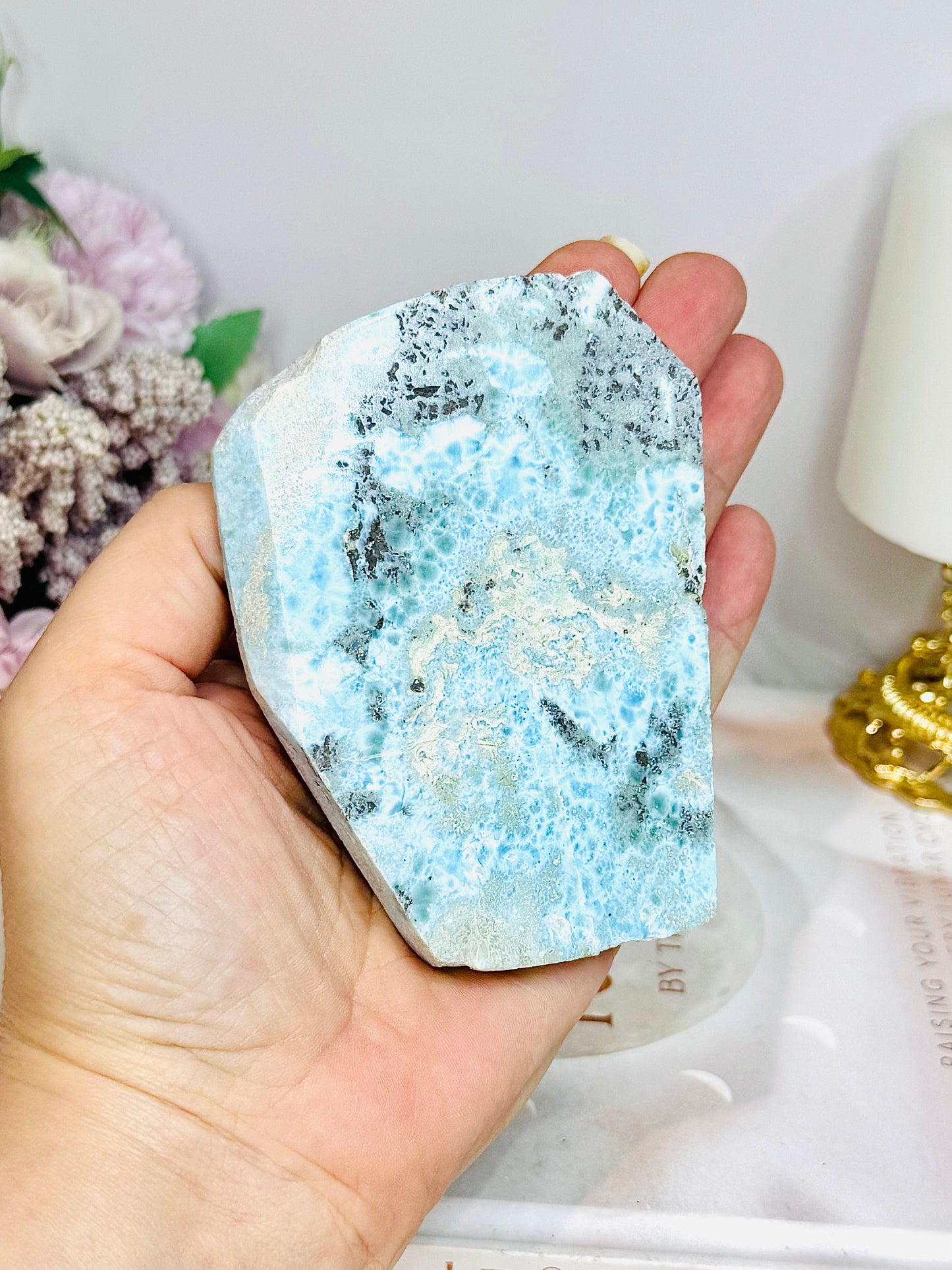 A Collectors Piece ~ Natural Larimar Slab On Stand 10cm 169g