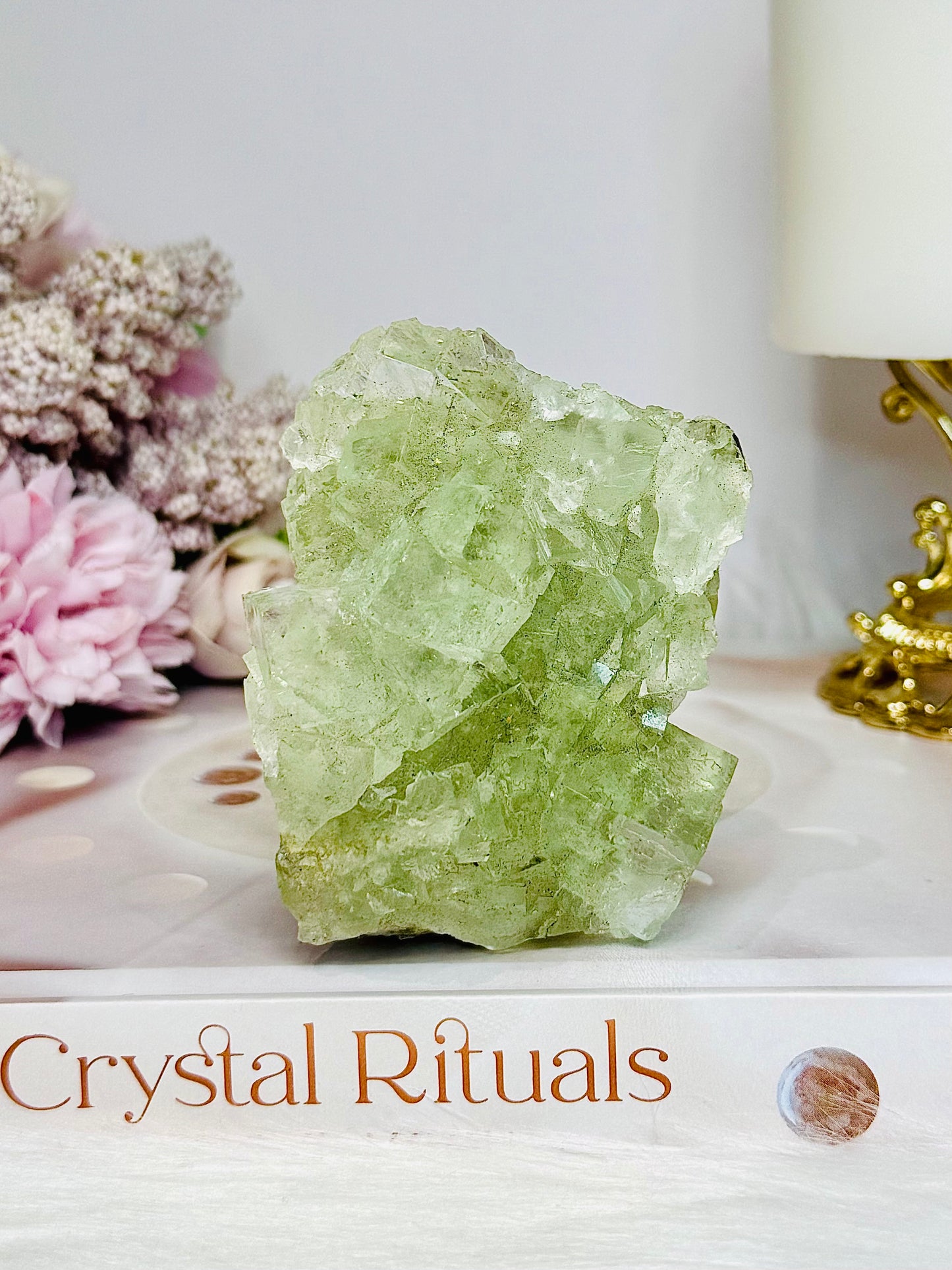 Light Green Transparent Cubed Fluorite Specimen 7cm 255g